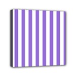 Vertical Stripes - White and Dark Pastel Purple Mini Canvas 6  x 6  (Stretched)