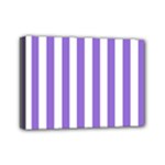 Vertical Stripes - White and Dark Pastel Purple Mini Canvas 7  x 5  (Stretched)