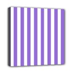 Vertical Stripes - White and Dark Pastel Purple Mini Canvas 8  x 8  (Stretched)