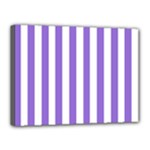 Vertical Stripes - White and Dark Pastel Purple Canvas 16  x 12  (Stretched)