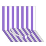 Vertical Stripes - White and Dark Pastel Purple Heart Bottom 3D Greeting Card (7x5)