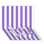 Vertical Stripes - White and Dark Pastel Purple LOVE Bottom 3D Greeting Card (7x5)