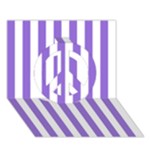Vertical Stripes - White and Dark Pastel Purple Peace Sign 3D Greeting Card (7x5)