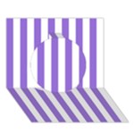 Vertical Stripes - White and Dark Pastel Purple Circle 3D Greeting Card (7x5)