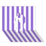 Vertical Stripes - White and Dark Pastel Purple Ribbon 3D Greeting Card (7x5)