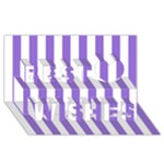 Vertical Stripes - White and Dark Pastel Purple Best Wish 3D Greeting Card (8x4)
