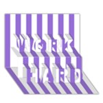 Vertical Stripes - White and Dark Pastel Purple WORK HARD 3D Greeting Card (7x5)