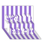 Vertical Stripes - White and Dark Pastel Purple You Rock 3D Greeting Card (7x5)