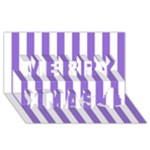 Vertical Stripes - White and Dark Pastel Purple Merry Xmas 3D Greeting Card (8x4)