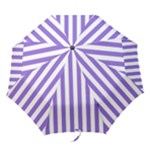 Vertical Stripes - White and Dark Pastel Purple Folding Umbrella
