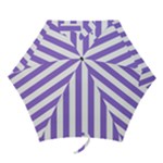 Vertical Stripes - White and Dark Pastel Purple Mini Umbrella