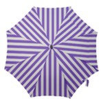 Vertical Stripes - White and Dark Pastel Purple Hook Handle Umbrella (Large)