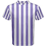 Vertical Stripes - White and Ube Violet Men s Cotton Tee