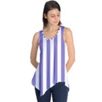 Vertical Stripes - White and Ube Violet Sleeveless Tunic