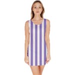 Vertical Stripes - White and Ube Violet Bodycon Dress