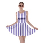 Vertical Stripes - White and Ube Violet Skater Dress