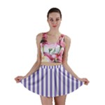 Vertical Stripes - White and Ube Violet Mini Skirt