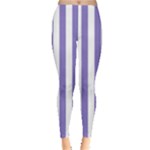 Vertical Stripes - White and Ube Violet Women s Leggings