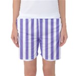 Vertical Stripes - White and Ube Violet Women s Basketball Shorts