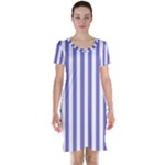 Vertical Stripes - White and Ube Violet Short Sleeve Nightdress
