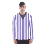 Vertical Stripes - White and Ube Violet Hooded Wind Breaker (Men)