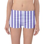 Vertical Stripes - White and Ube Violet Boyleg Bikini Bottoms