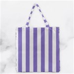 Vertical Stripes - White and Ube Violet Grocery Tote Bag