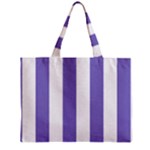 Vertical Stripes - White and Ube Violet Zipper Mini Tote Bag