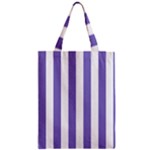 Vertical Stripes - White and Ube Violet Zipper Classic Tote Bag
