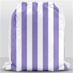 Vertical Stripes - White and Ube Violet Drawstring Bag (Large)