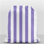 Vertical Stripes - White and Ube Violet Drawstring Bag (Small)