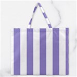 Vertical Stripes - White and Ube Violet Zipper Large Tote Bag