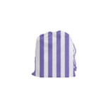 Vertical Stripes - White and Ube Violet Drawstring Pouch (XS)