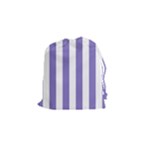 Vertical Stripes - White and Ube Violet Drawstring Pouch (S)