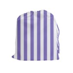 Vertical Stripes - White and Ube Violet Drawstring Pouch (XL)