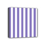 Vertical Stripes - White and Ube Violet Mini Canvas 4  x 4  (Stretched)
