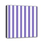 Vertical Stripes - White and Ube Violet Mini Canvas 6  x 6  (Stretched)