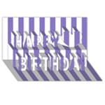 Vertical Stripes - White and Ube Violet Happy Birthday 3D Greeting Card (8x4)