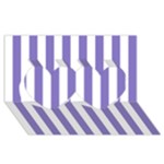 Vertical Stripes - White and Ube Violet Twin Hearts 3D Greeting Card (8x4)