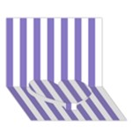 Vertical Stripes - White and Ube Violet Heart Bottom 3D Greeting Card (7x5)