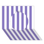 Vertical Stripes - White and Ube Violet Circle 3D Greeting Card (7x5)