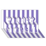 Vertical Stripes - White and Ube Violet Merry Xmas 3D Greeting Card (8x4)