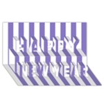 Vertical Stripes - White and Ube Violet Happy New Year 3D Greeting Card (8x4)