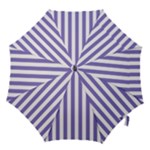 Vertical Stripes - White and Ube Violet Hook Handle Umbrella (Medium)