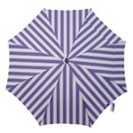 Vertical Stripes - White and Ube Violet Hook Handle Umbrella (Small)