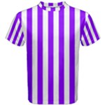 Vertical Stripes - White and Violet Men s Cotton Tee