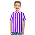 Vertical Stripes - White and Violet Kid s Sport Mesh Tee