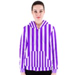 Vertical Stripes - White and Violet Women s Zipper Hoodie