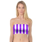 Vertical Stripes - White and Violet Bandeau Top