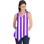 Vertical Stripes - White and Violet Sleeveless Tunic